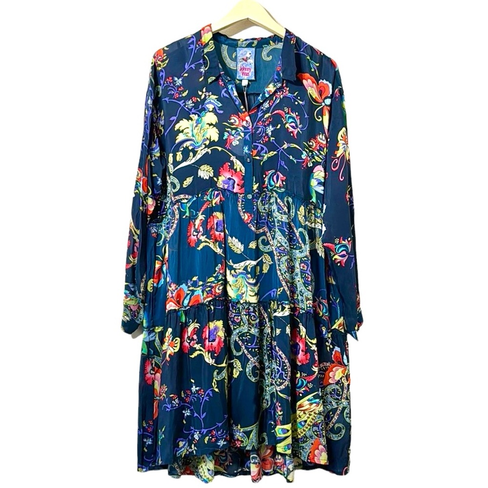 Johnny Was Silk Pottery Jasmine Dress Size Large